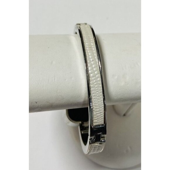 Y2K Statement Bracelet Silver-tone Rectangle Pink White Paisley Floral Butterfly - Picture 8 of 10